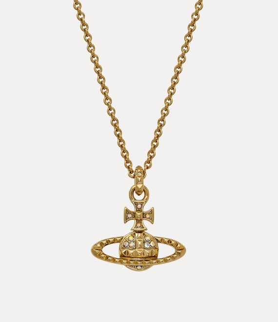 Vivienne Westwood Mayfair Bas Relief Pendant Necklace in Gold Crystal AB